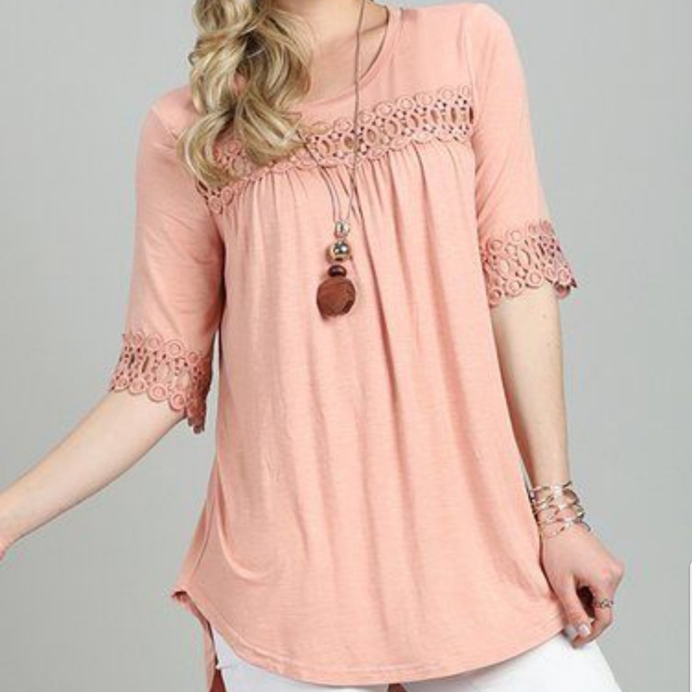 Peach lace tunic